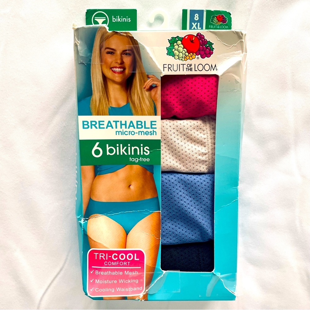 Fruit of the Loom Bikinis Pack Of 4 Size 8 XL Tag Free NEW Open Box